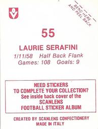 1983 Scanlens VFL Stickers #55 Laurie Serafini Back